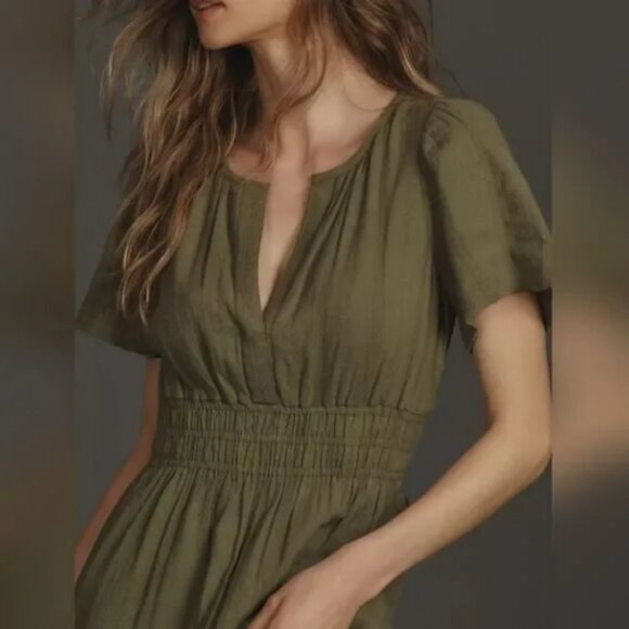 Anthropologie The Somerset Maxi Dress In Moss Petitie - Picture 4 of 14
